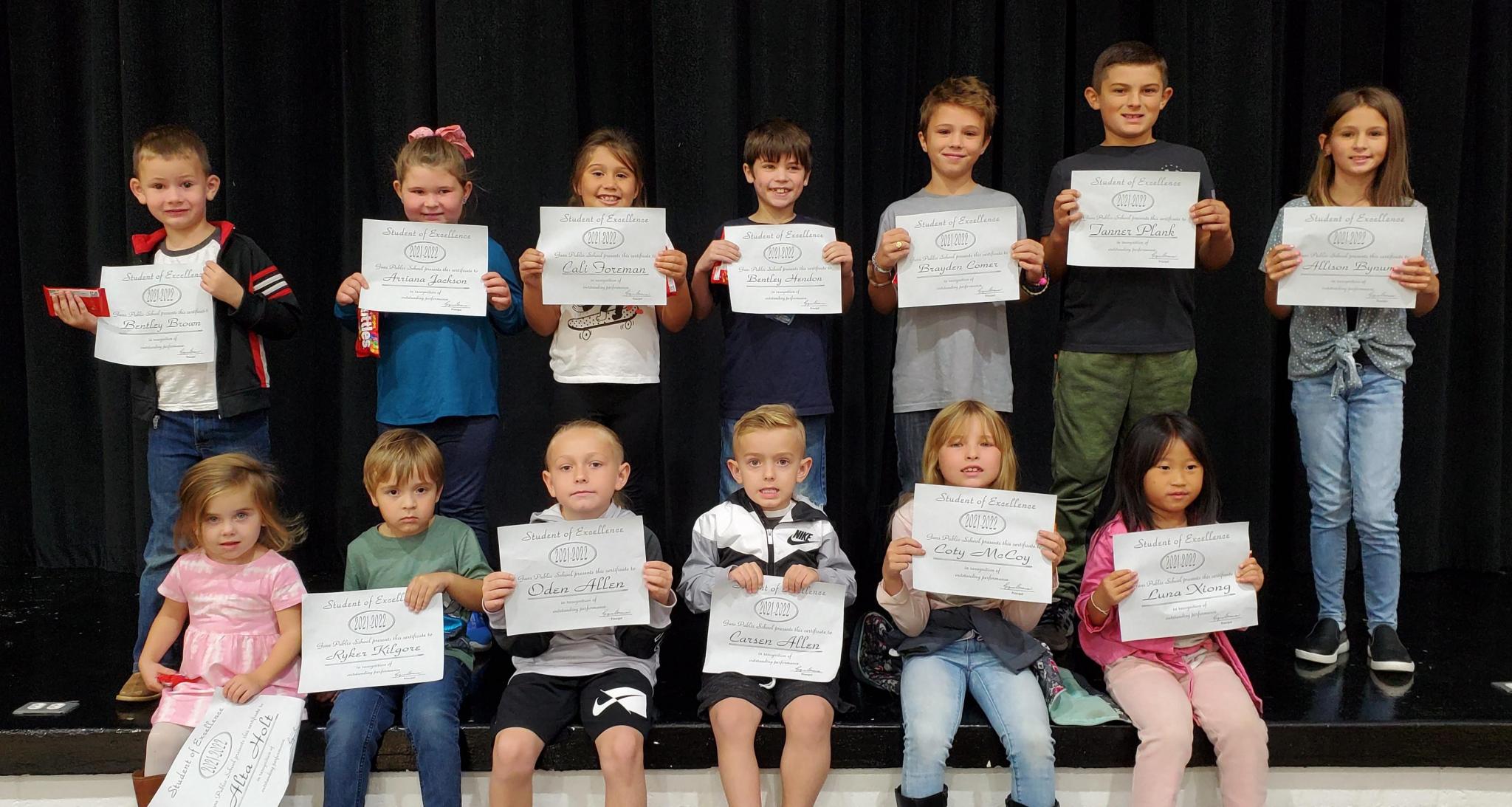 Gans Elementary School Students of Excellence